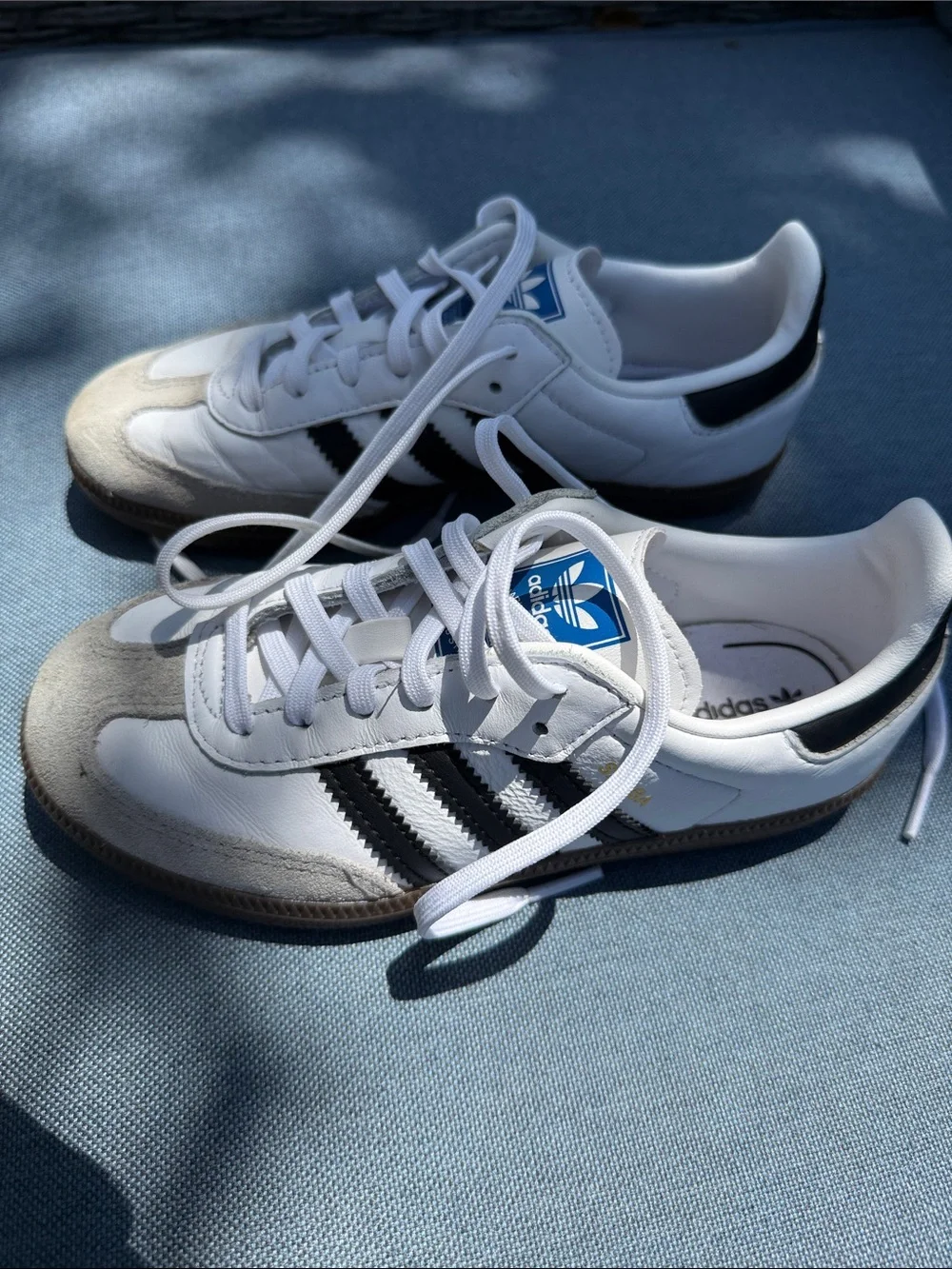 adidas Kids Samba Sneakers - White Black with Gum Sole